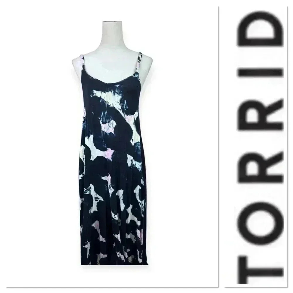 Torrid spaghetti strap black tie dye jumpsuit  size 00-10/medium-large